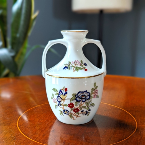 Royal Tara Harmony Handmade 4.5 inch Small Vase - Hand-Painted Butterfly Floral  - Picture 1 of 7